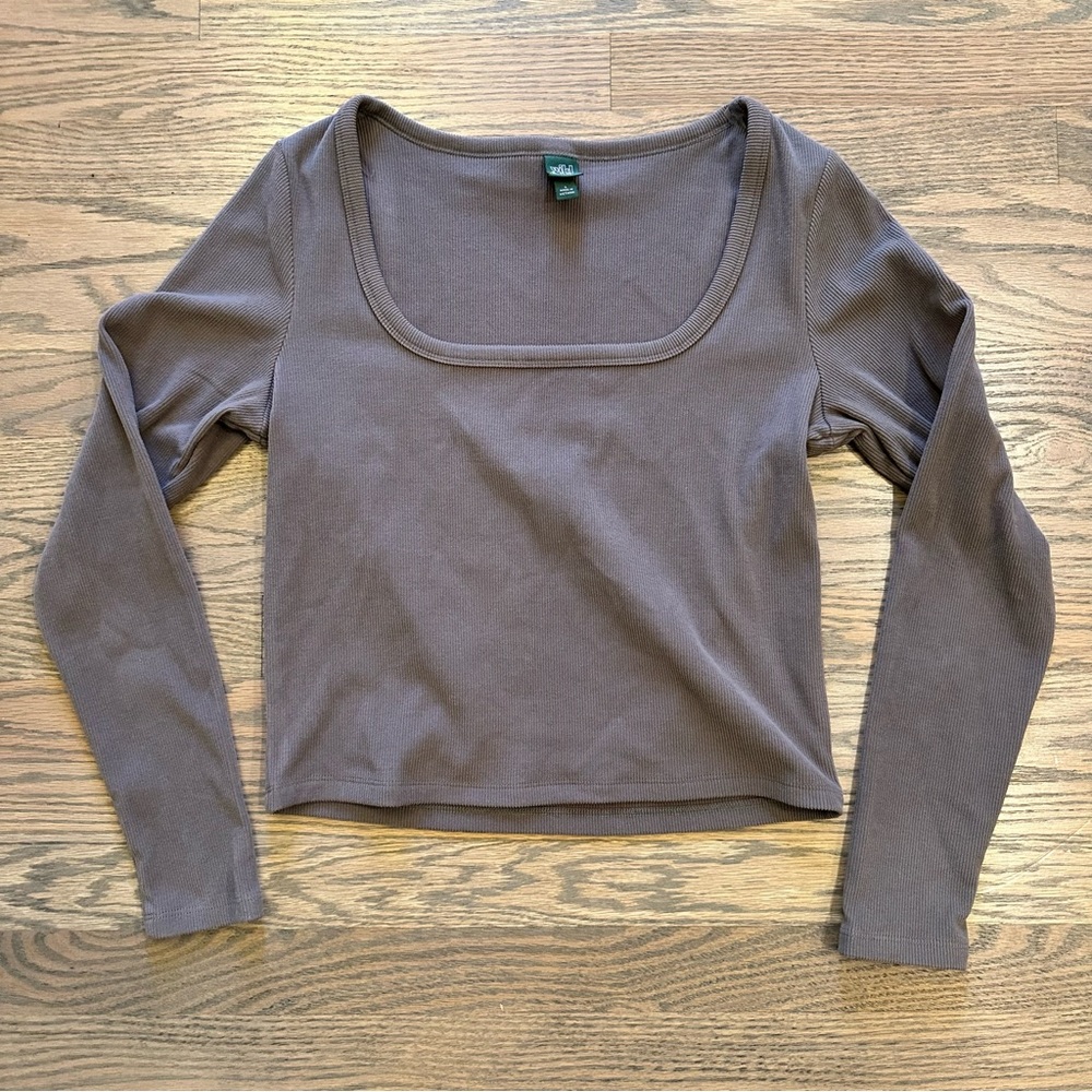 Wild Fable Long Sleeve Square Neck Top - Gray (Gently Used)